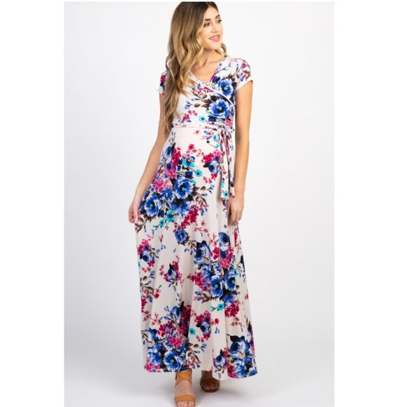Pinkblush Dresses & Skirts - Maternity floral wrap maxi dress